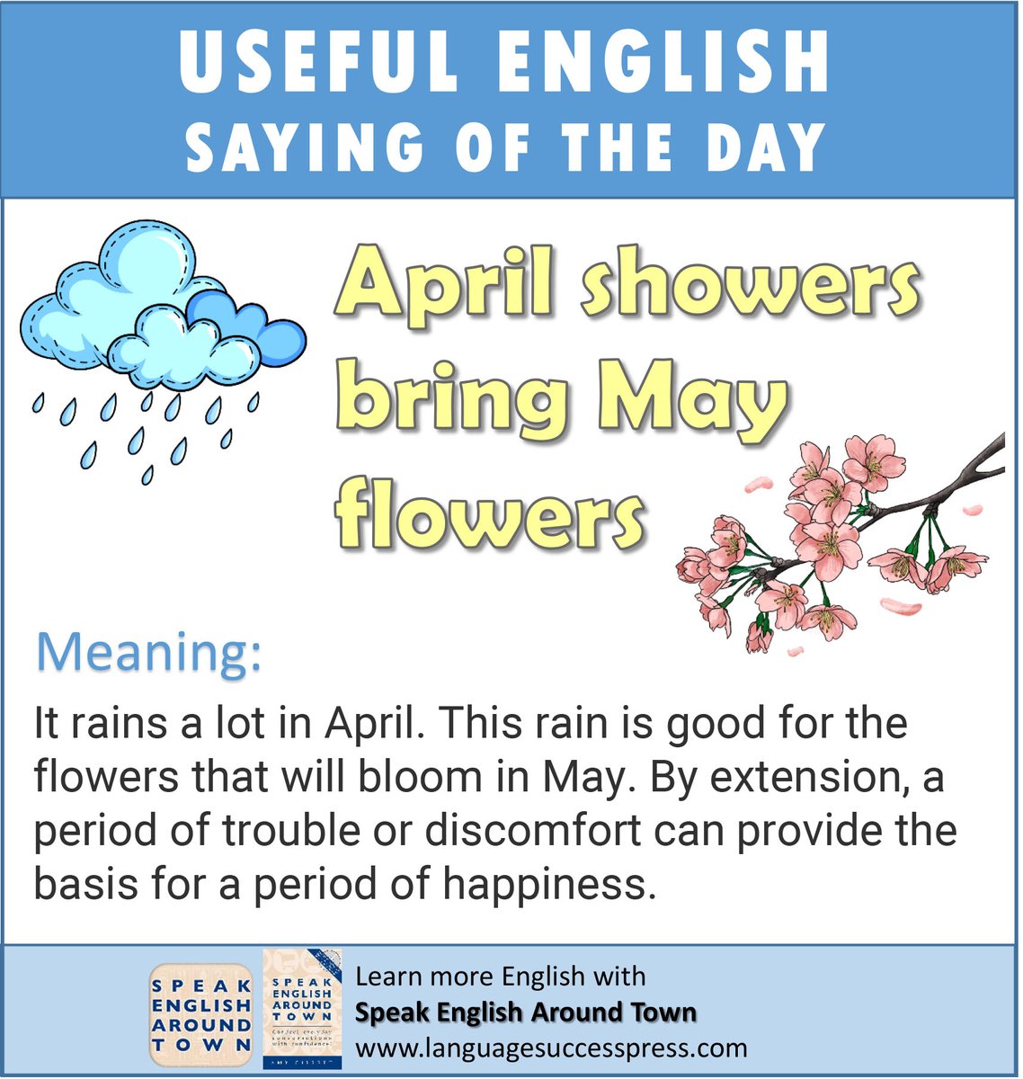 Useful #English - It's raining today! But that's okay because ... 🌧️🌻🌷💐