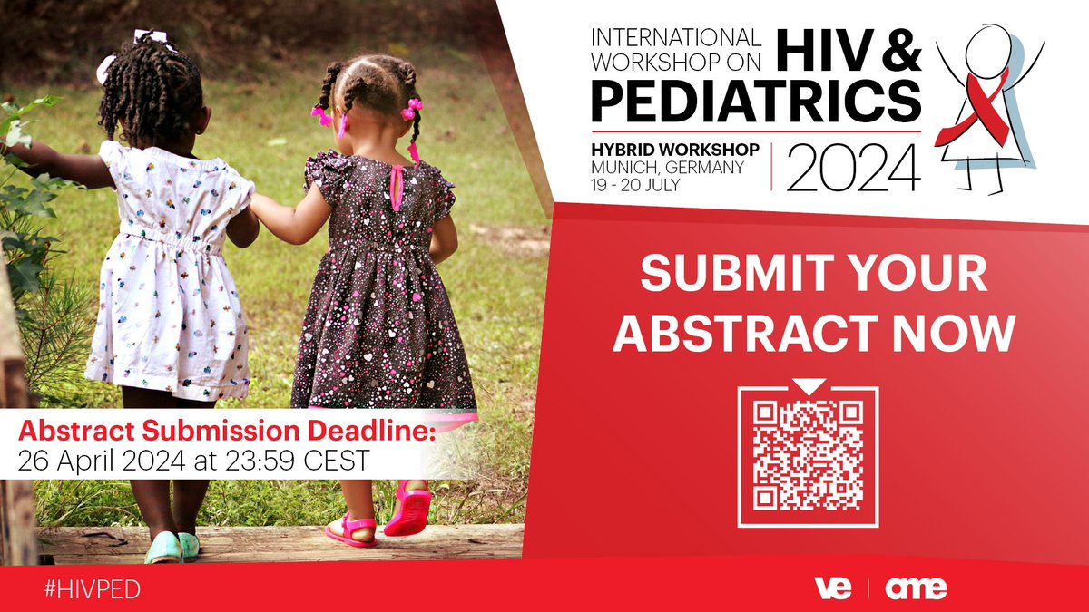 📢The International Workshop on HIV & Pediatrics is still receiving abstracts. 📅 The submission deadline is April 26, 23:29 CEST 📥Submit your abstract here: ow.ly/lksZ50RistW #HIVPED @Academic_MedEdu