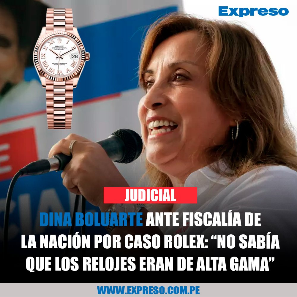 ExpresoPeru's tweet photo. 🗣🔴 Salen a la luz más detalles sobre lo que declaró la presidenta Dina Boluarte ante el fiscal de la Nación, Juan Carlos Villena, en la investigación que se le sigue por el caso Rolex.

Según lo revelado por Canal N, la mandataria explicó en el interrogatorio que ella nunca supo que los relojes que le "prestó" el gobernador regional de Ayacucho, Wilfredo Oscorima, eran de "alta gama".

"En principio, no supe que los relojes fueran de alta gama. Para mí siempre fueron relojes bonitos que debería usar en calidad de préstamo. Ya he dicho que jamás hubo pedido o intención alguna detrás de estos préstamos", expresó Boluarte Zegarra a la Fiscalía.

Por otro lado, la jefa de Estado negó que hayan habido favorecimientos a Oscorima tras el préstamo de las joyas. De ese modo precisó que los decretos de urgencia que se declararon en Ayacucho no solo era para dicha región, sino para todas.

"Los decretos de urgencia no son específicamente para determinada región, sino que son para diversas regiones y sus expedientes técnicos. Estos inician en los municipios distritales y provinciales, y en las regiones. La última en firmar los decretos de urgencia es la presidenta de la República", respondió.

📸 Foto: Presidencia del Perú.

📲 Si quieres estar más informado, visita nuestra web: https://t.co/RQkMcoZ0WG