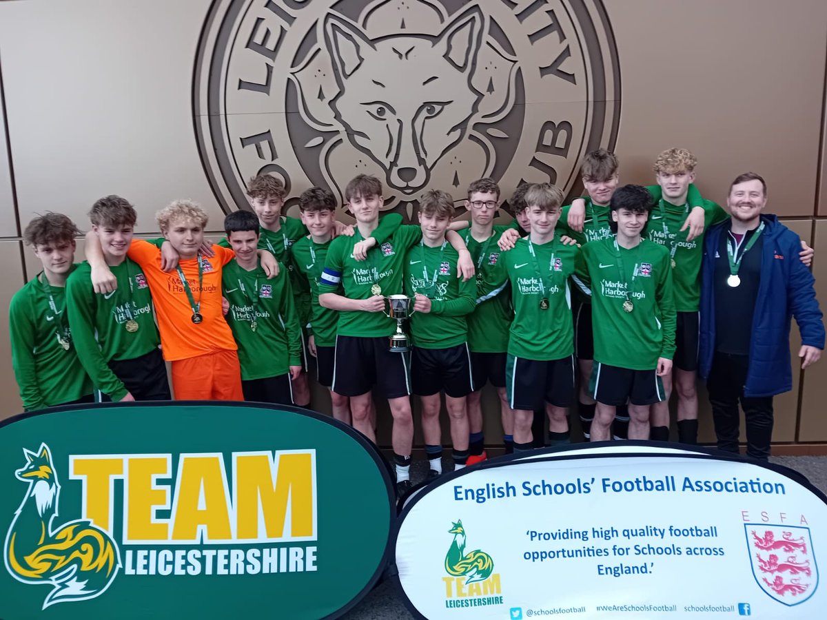 RobertSmyth_PE's tweet photo. County champions!🏆
Well done to the Year 10 boys football team who won the county cup final 1-0 against Rawlins at LCFC's training ground this afternoon. A long range free kick from Riley secured the trophy. Well done to the whole squad and Mr Harrison on this superb achievement https://t.co/CCLW7ihnku