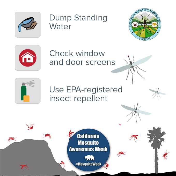 It’s CA Mosquito Awareness Week! Don’t forget to protect yourself and your family from mosquito bites as you head outdoors.
#FightTheBite
#MosquitoWeek