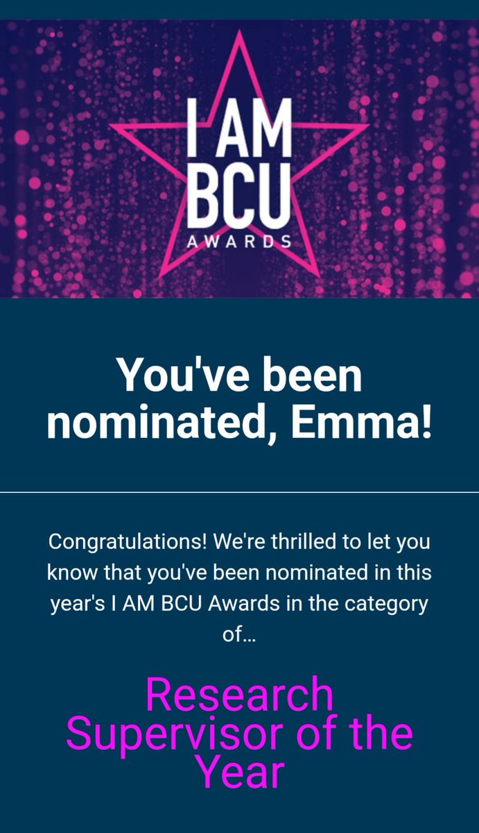 Dr Emma Craddock (@emmacraddock89) on Twitter photo Thank you for my nomination 😀 #IAMBCUawards <a href="/BCUHELS/">BCU HELS</a> <a href="/MyBCU/">Birmingham City University</a> <a href="/myBCUresearch/">BCU Research</a> Thank you for my nomination 😀 #IAMBCUawards <a href="/BCUHELS/">BCU HELS</a> <a href="/MyBCU/">Birmingham City University</a> <a href="/myBCUresearch/">BCU Research</a>