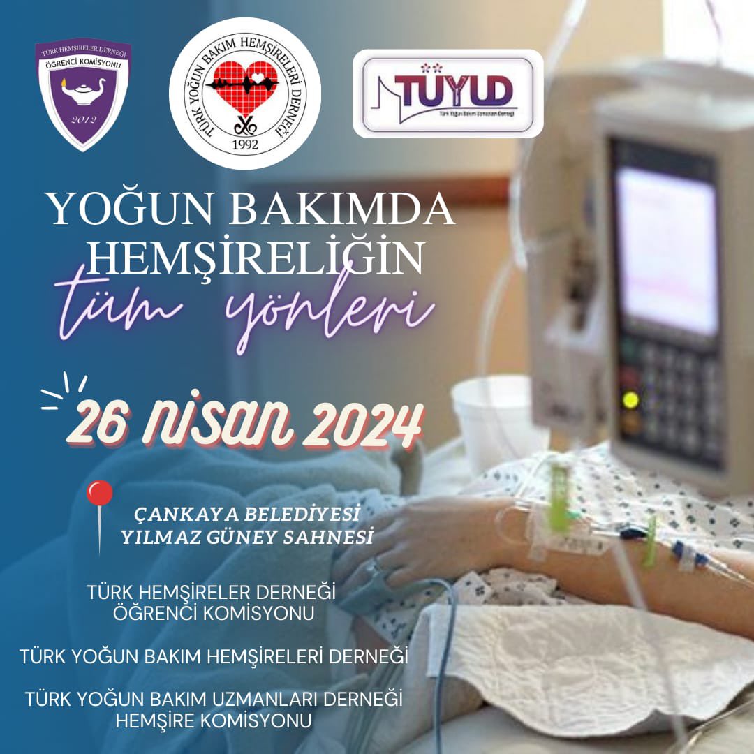 TUYUD_STI's tweet photo. Yoğun Bakımda Hemşireliğin Tüm Yönleri Sempozyumu, 26 Nisan günü Çankaya Belediyesi Yılmaz Güney Sahnesinde, Ankara’da düzenlenecektir. Sempozyuma tüm hemşirelik öğrencileri katılabilir. Kontenjan sınırlıdır. Kayıt ve katılım için https://t.co/QLA4TvXJoU https://t.co/N0x07yhi2j
