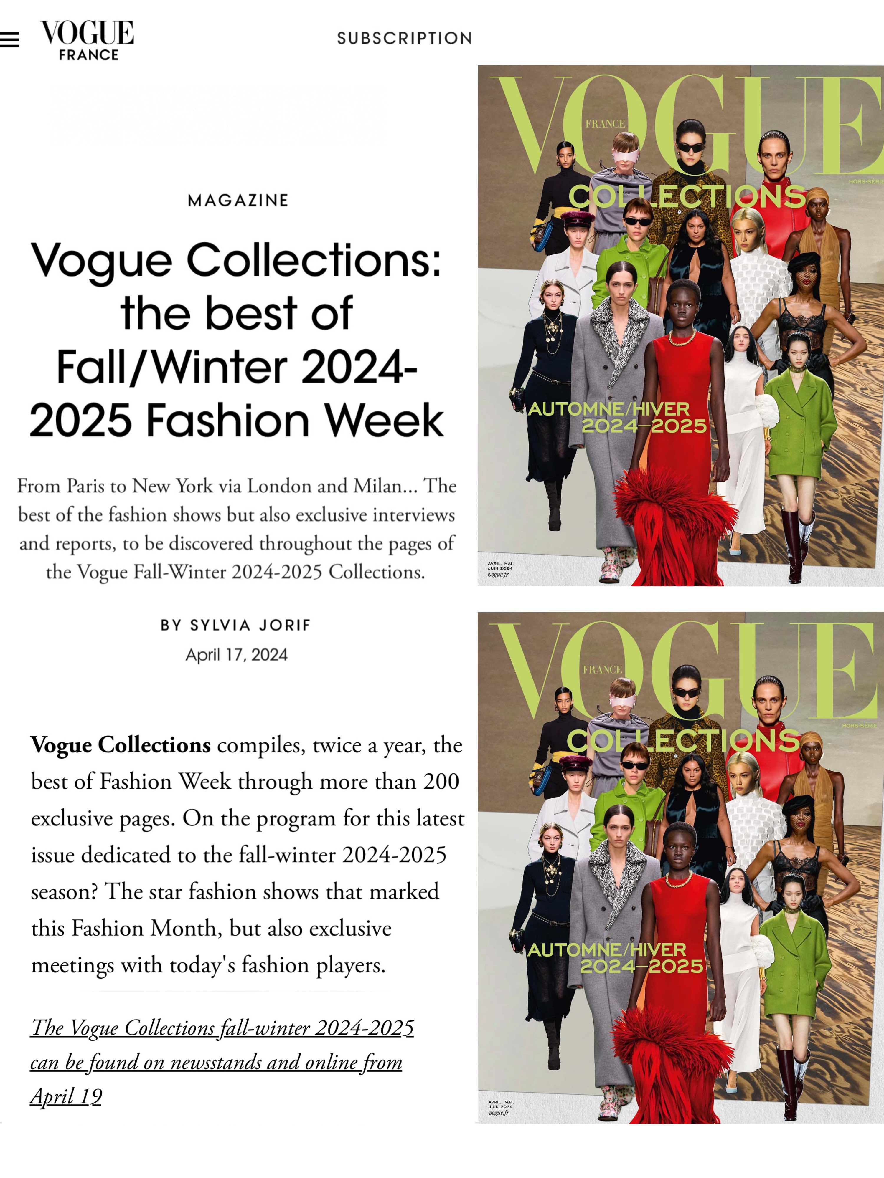 Vogue Collections Paris Magazine Fall/Winter 2024/2025 (PB