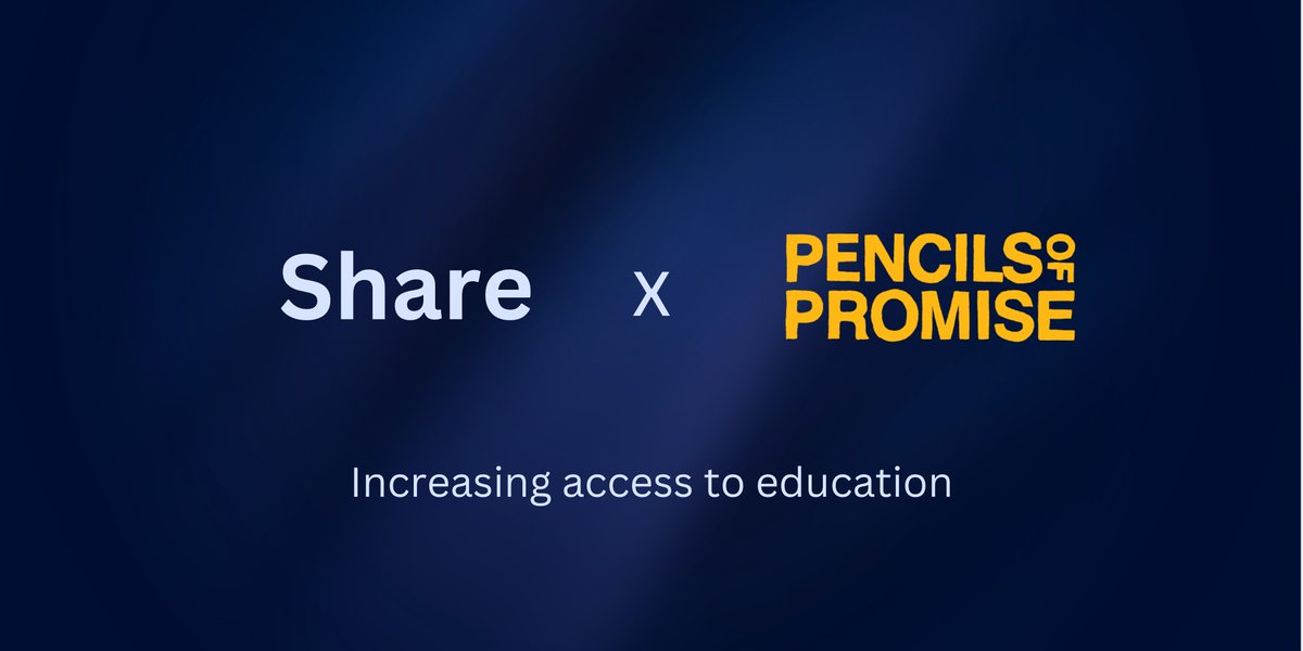 🚀NEW $SHARE PARTNERSHIP🚀

We are excited to partner with @PencilsOfPromis to expand global education access through decentralized funding! 🌍📚

Together, we will build schools and open doors to learning. Start to $SHARE #EducationForAll

shareoncrypto.com /…