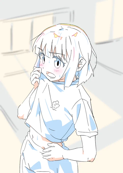 「体操着の首元のところで汗拭くやつ」描きました 