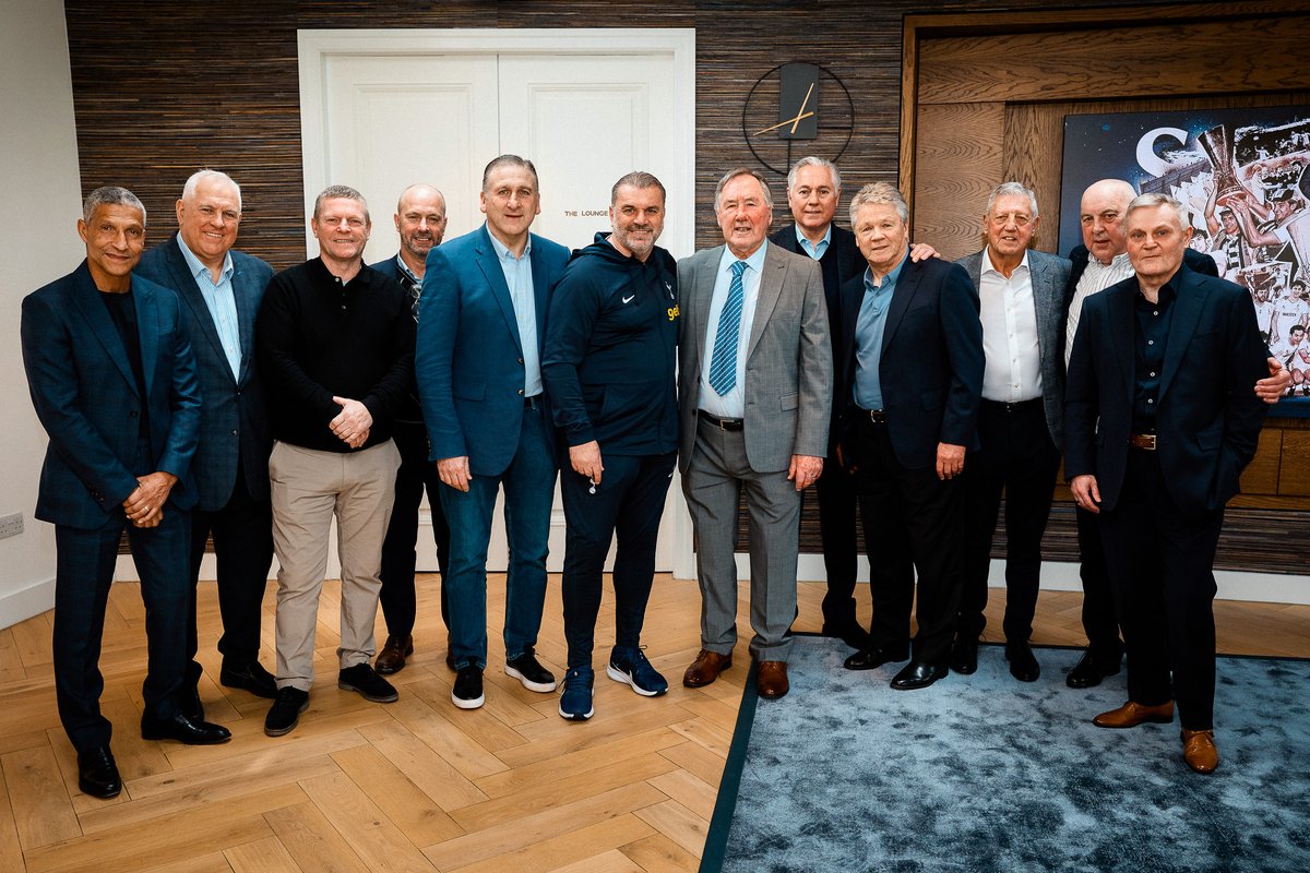 We today welcomed members of our 1984 UEFA Cup winning squad to the Club, including manager Keith Burkinshaw, for a lunch to celebrate the upcoming 40th anniversary of the achievement, with Ange attending to say what an honour it was to meet them 🤝
