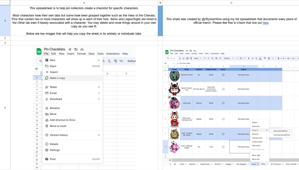 By request, I've created a pin checklist spreadsheet. It's sorted by character. Feel free to copy it and edit it for your own use! Link ⤵️ #HazbinHotel #HelluvaBoss #Vivziepop