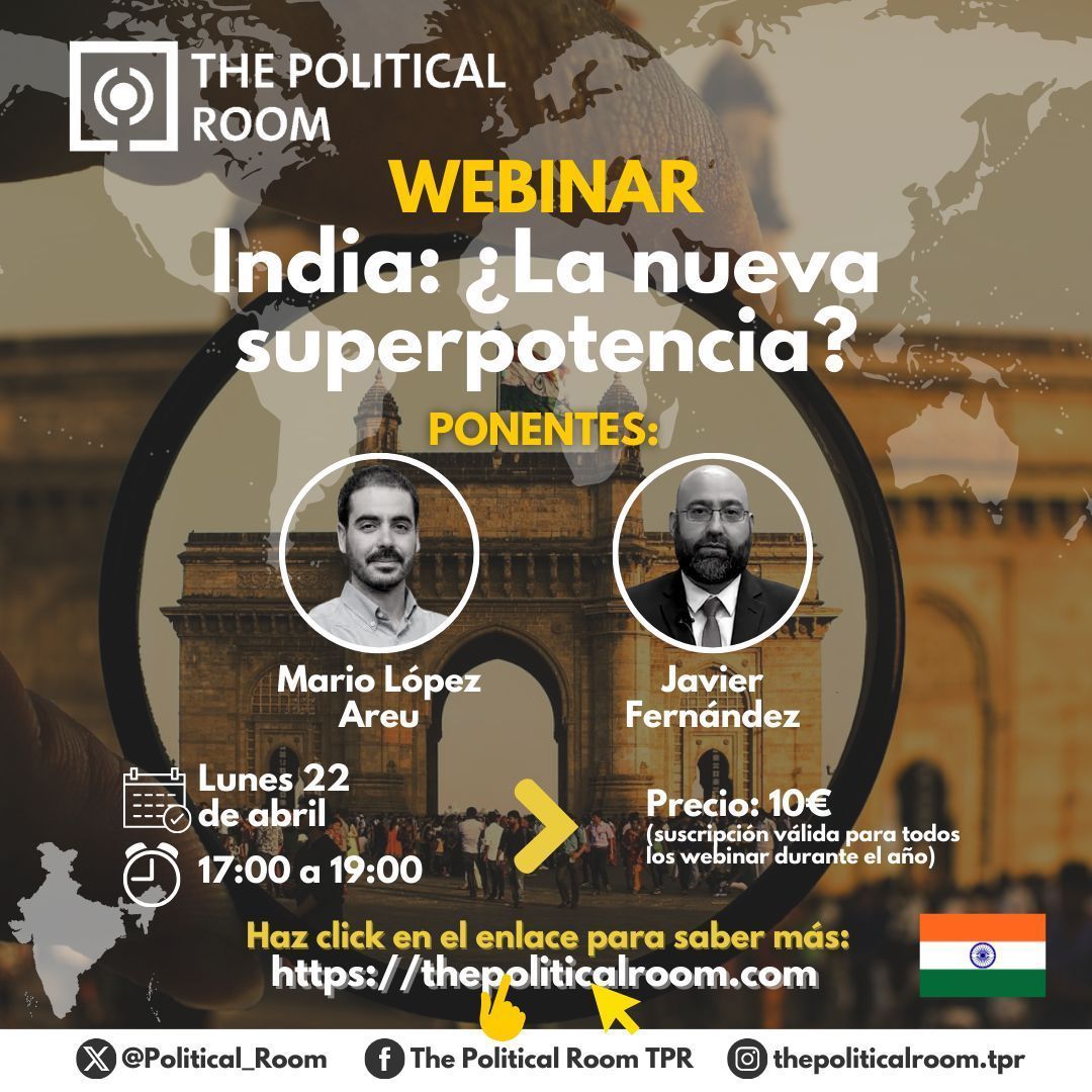 🇮🇳 El crecimiento de la India en las últimas décadas está posicionando al país como una potencia con una influencia cada vez mayor, ¿Estamos ante el nacimiento de una nueva superpotencia? ❗️Nuevo webinar el próximo día 22. thepoliticalroom.com/suscripcion