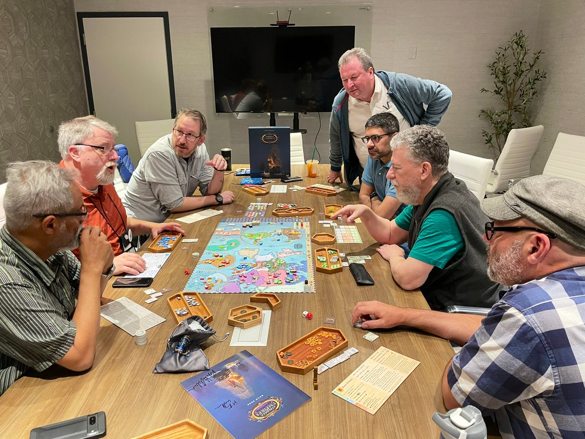 Just a lil #StruggleOfEmpires at the #GoF! With @ShreyInSpace @Wallace_Designs (designer), Ralph (developer), Max, Arun, & Justin. Great times, for sure!