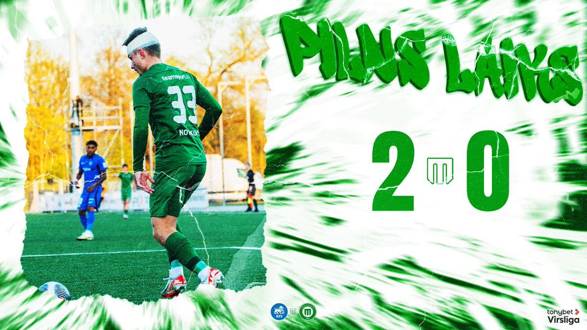 FSMETTA's tweet photo. Spēle noslēgusies! 

FK RFS 2:0 (0:0) FK Metta

Paldies @FSMettaUltras par atbalstu tribīnēs visu 90+ minūšu garumā! 💚⚪
#fkmetta #RFSvsMET #Virslīga2024 https://t.co/Sv683jLc1F