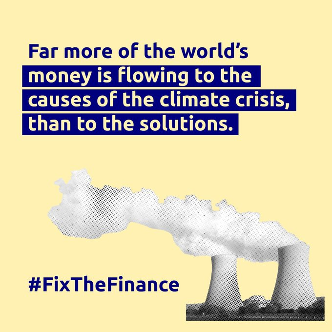Invest in solutions, not problems 📢📷 Banks and multilateral institutions must stop financing #fossilfuels and harmful industrial #agriculture that are driving the #climatecrisis and devastating communities and #ecosystems.  #FixTheFinance #ClimateJustice #PeopleOverProfit