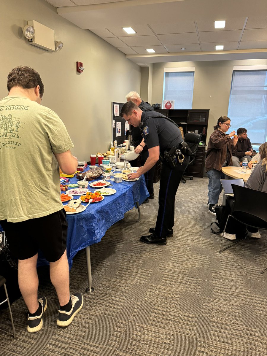 This morning, D-Squad Officers Regan, Garrett, and Duda were graciously treated to breakfast by members of Hillel. The officers had the opportunity to connect with students and partake in a delightful spread!