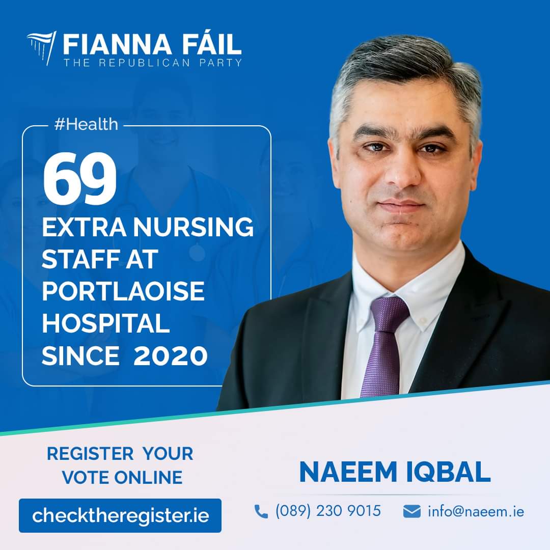 Naeem Iqbal for Laois County Council @naemmiqbalfa #FiannaFail #DeliveringForPeople #DeliveringForPortlaoise #DeliveringForLaois #DeliveringForIreland #Nursing #health #Portlaoise This is paid-for political advertising