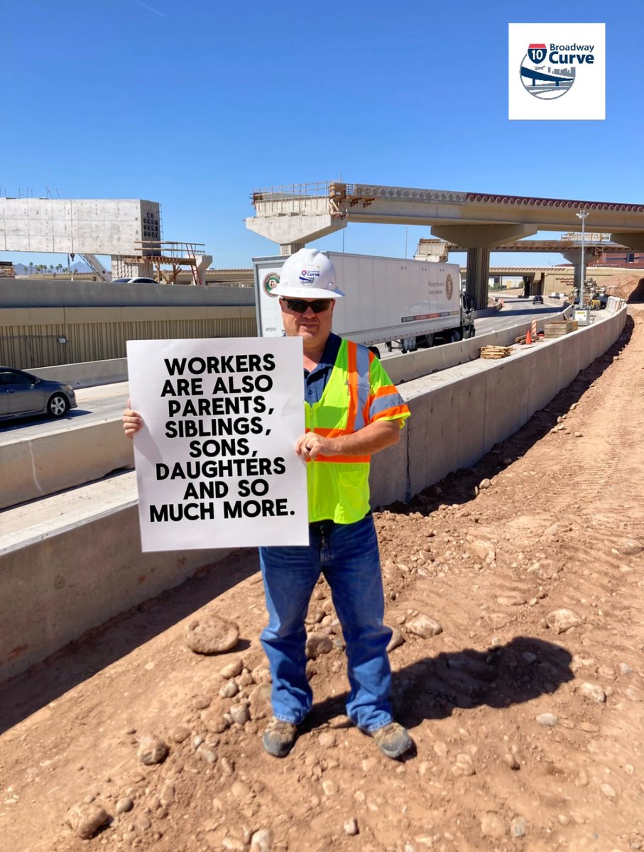 ArizonaDOT's tweet photo. These are your signs – to take extra caution when you travel through active work zones like the I-10 Broadway Curve Improvement Project area. For #NationalWork ZoneAwarenessWeek, keep construction crews in mind and drive safely.

#StayAheadOfTheCurve at https://t.co/9RToV9jv5l https://t.co/1VMwl1VMJh