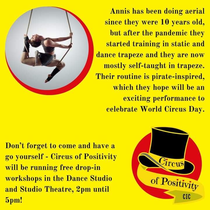 Circus of Positivity CIC (@circusofpos) on Twitter photo We're excited to share with you the performers who will be taking part in our #WorldCircusDay show 🤩
Missed out on tickets? You can still take part by coming along to <a href="/RiverfrontArts/">The Riverfront</a> between 2pm and 5pm and having a go yourself at our free drop-in workshops 🤹♀️ We're excited to share with you the performers who will be taking part in our #WorldCircusDay show 🤩
Missed out on tickets? You can still take part by coming along to <a href="/RiverfrontArts/">The Riverfront</a> between 2pm and 5pm and having a go yourself at our free drop-in workshops 🤹♀️