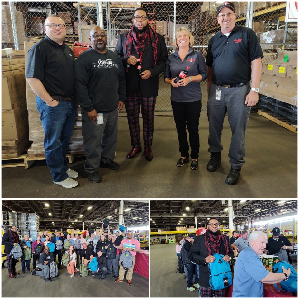 Coca-Cola Consolidated Teammates in Norfolk and City Councilman John Paige recently packed 200 backpacks with non-perishable food items donated by Kroger. Volunteers assembled items for students and delivered to the United Way of South Hampton Roads for distribution. Thank you!