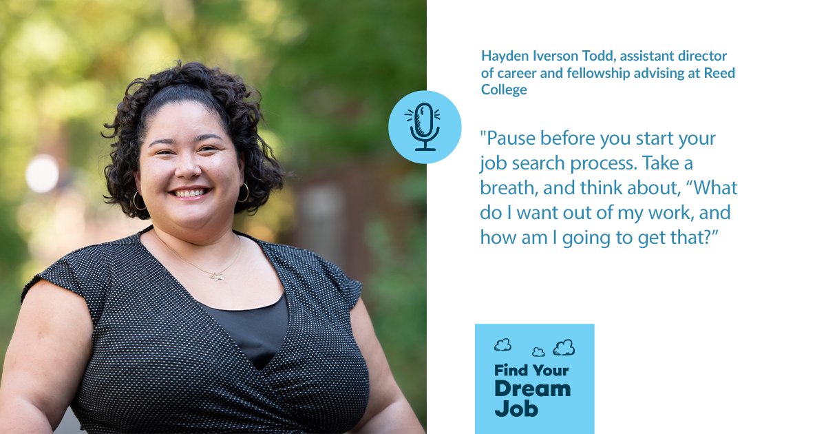 🎙️ Are you being intentional in your job search? On this week's episode of the 'Find Your Dream Job' #CareerPodcast, guest expert Hayden Iverson Todd of @Reed_College_ shares how to find a fit that will benefit your overall lifestyle. ow.ly/Is4F50RioiW