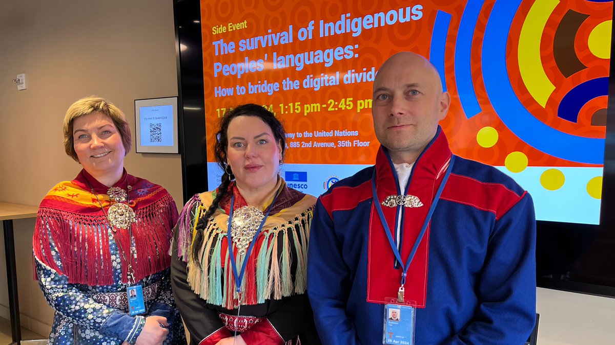 From oral to written to digital. Proud to host with #UNESCO and the 🇨🇦 Comm for UNESCO, seminar on the survival of Indigenous People's languages in the digital age. Opening remarks by President of the 🇳🇴Sami Parliament, Silje Karine Moutka.
#UNPFII #IndigenousRightsAreHumanRights