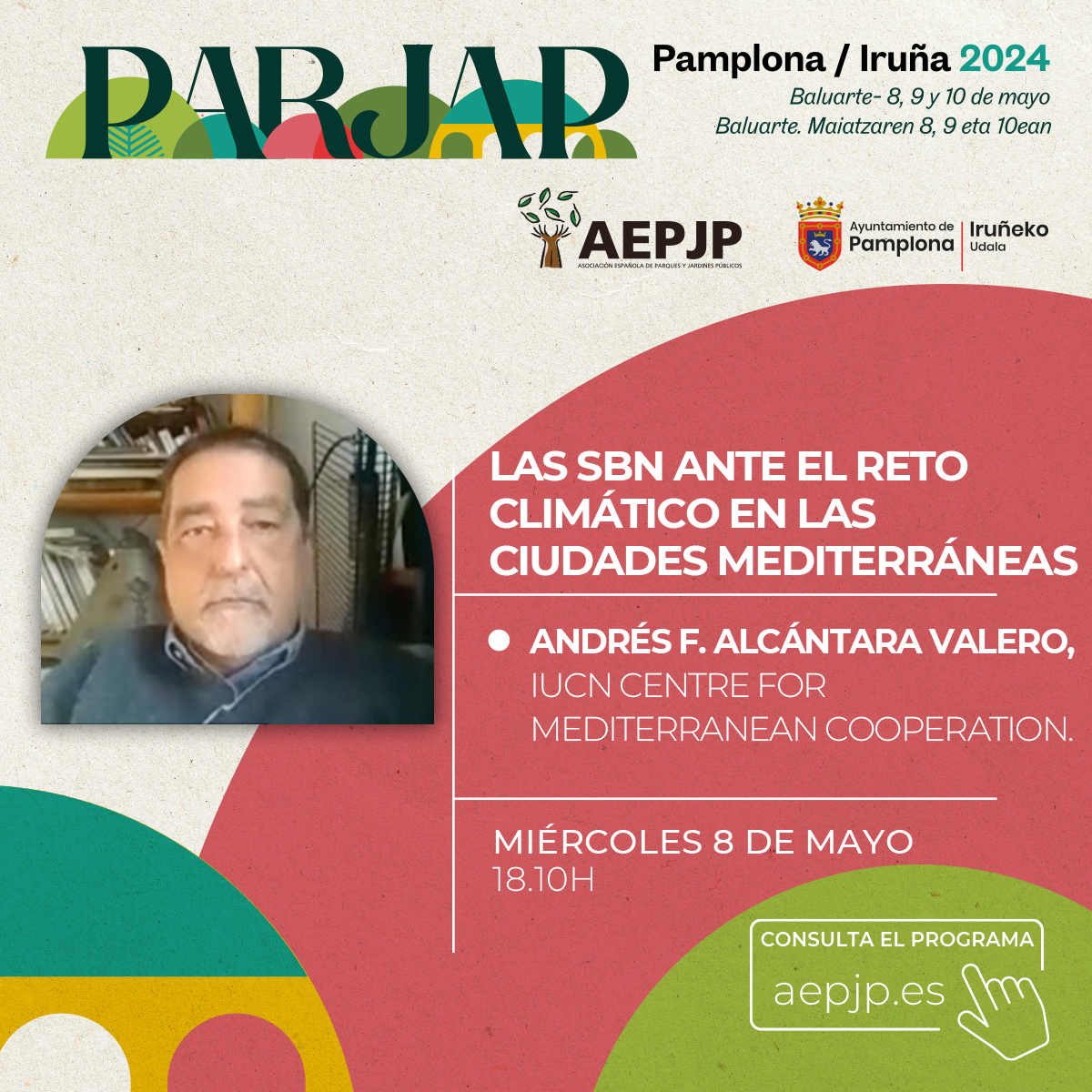 El Congreso #PARJAP2024 analizará el reto climático en las ciudades mediterráneas 🌳🌇 👤 Andrés F. Alcántara Valero, investigador del @iucn_congress, abordará la respuesta a este fenómeno mediante las #SBN 🍃 📅 8 de mayo 📍 @baluarte  🕥 18.10 h aepjp.es/inscripcion-pa…