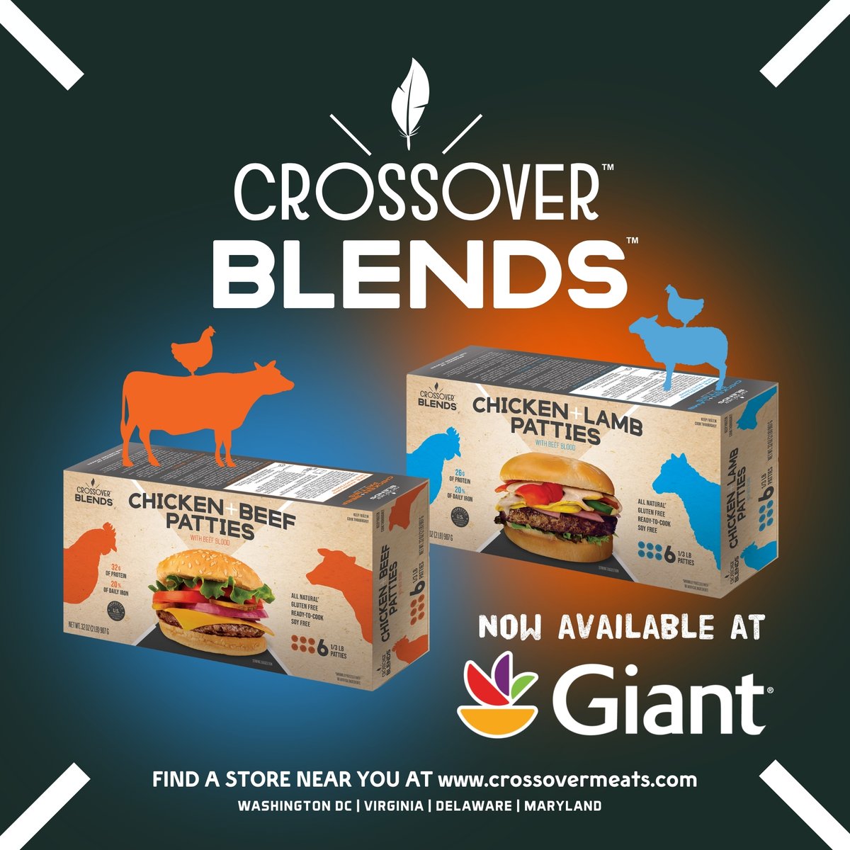 Crossover Blends™, now in-store at @GiantFood! #JoinTheCrossover, #GiantHasIt! 🍔 🤩 

#WashingtonDC #Virginia #Delaware #Maryland #DMVfood #GiantFood #Burgers