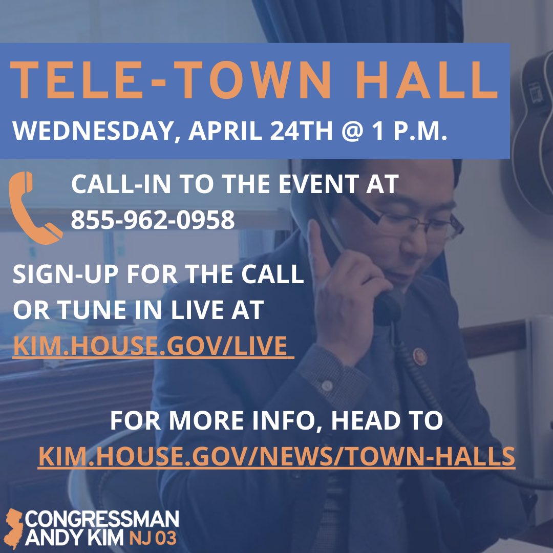 Congressman Kim will be hosting his 74th town hall in one week at 1 PM! Be sure to sign-up to receive his call or tune-in live at kim.house.gov/live