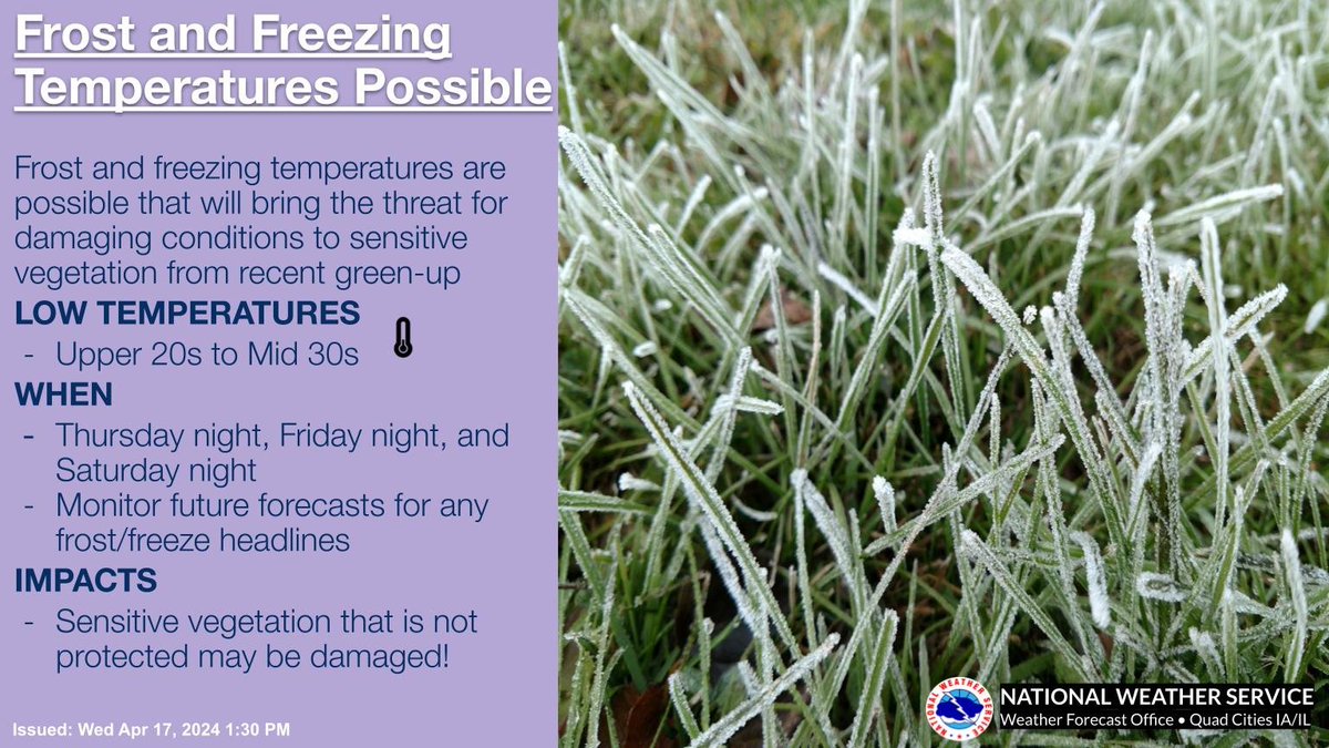 Frost and freezing temperatures are possible later this week and into the weekend. Please monitor the latest forecasts for any frost or freeze headlines that may need to be issued.