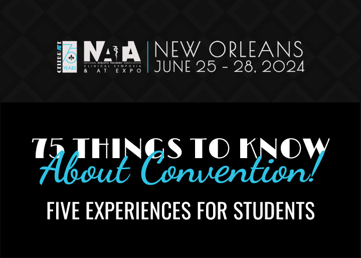 NATA Now is highlighting “75 Things To Know About Convention,” an article series that explores the history of the NATA convention as well as what to look forward to this year in New Orleans. Here are five things students can do at convention this year: tinyurl.com/2v4p6bu2