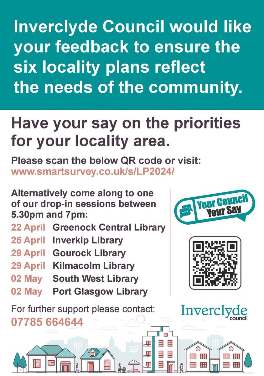. @inverclyde Council are looking for communities to have their say and help shape the priorities contained within each of the 6 locality plans for 2024-2027. Take the time to have your say at smartsurvey.co.uk/s/LP2024/ #Inverclyde