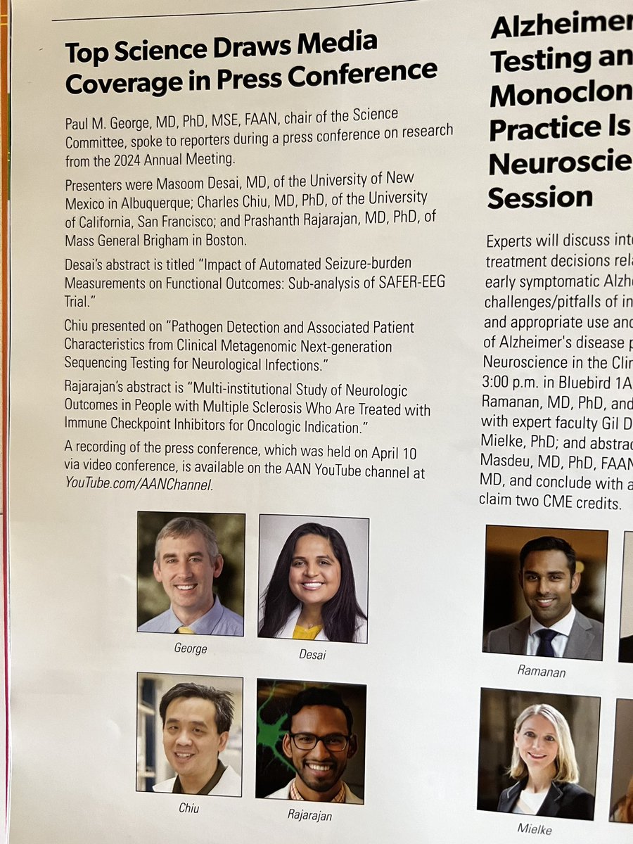 Thrilled to have shared our multi-institutional work on ICI use in patients with MS at the 2024 AAN Annual Meeting Top Science Press Conference (check it out! youtu.be/AYsSbDwzJKM?si….)