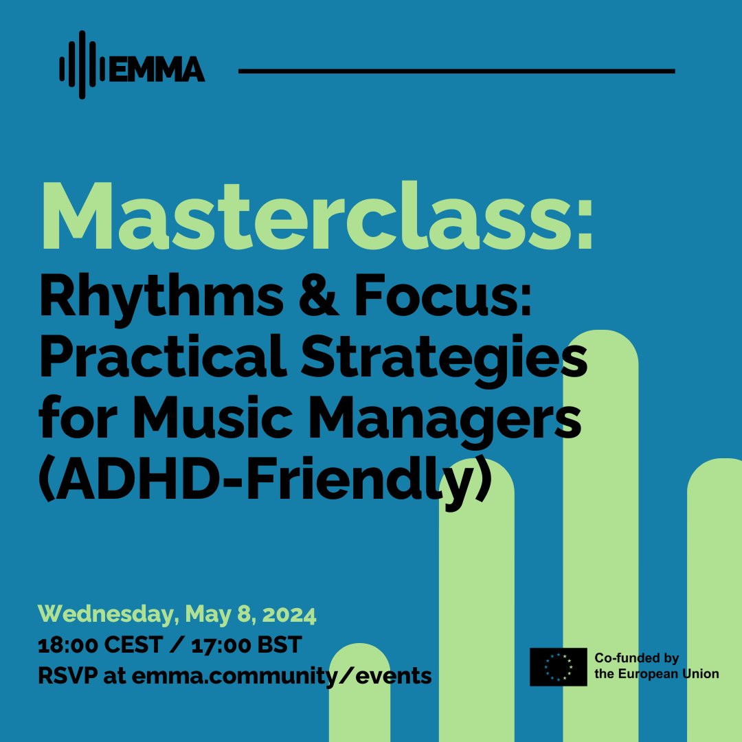 💡 Discover practical strategies for music managers to support artists & colleagues who have ADHD. Our Masterclass on Wed, May 8, aims to provide insights into a neurodevelopmental condition and its impact on artists to execute their work RSVP here 👉🏻 bit.ly/441IVLI