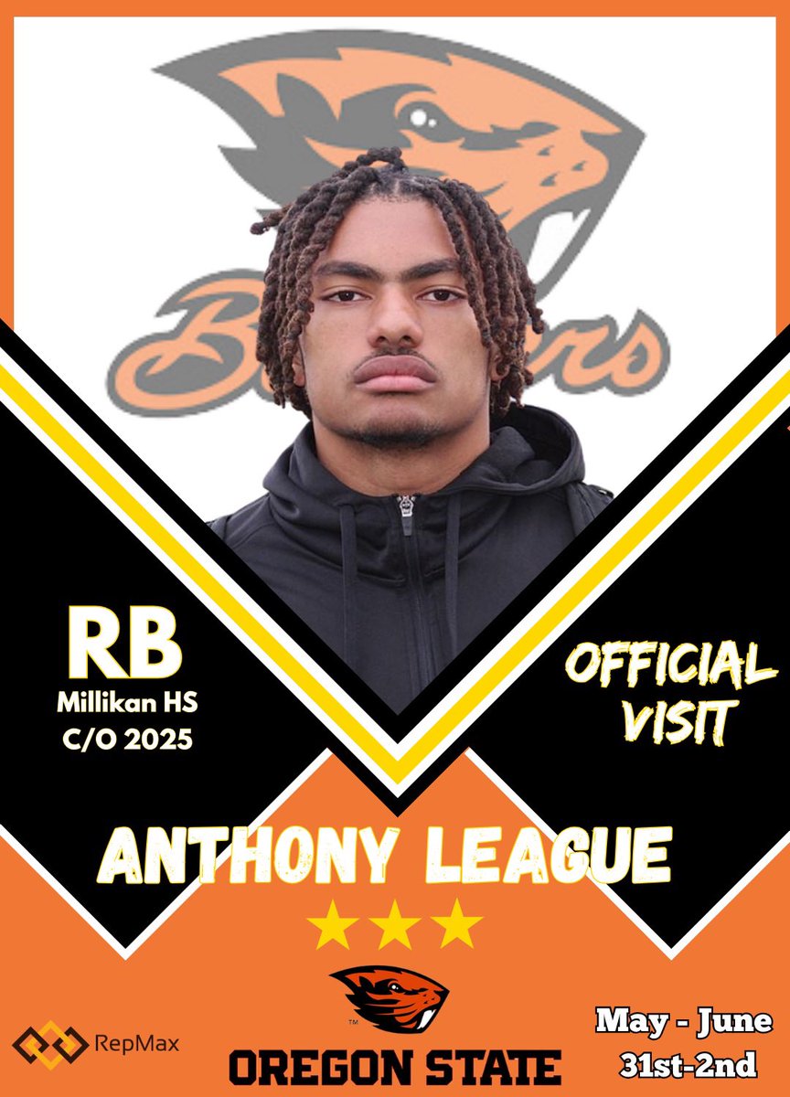Official Visit Set!! —> Millikan RB Anthony League Has LOCKED IN his official visit with Oregon State 05/31 - 06/02 @AnthonyLeague25 @CoachTFord @BeaverFootball @OregonState @bruce_bible