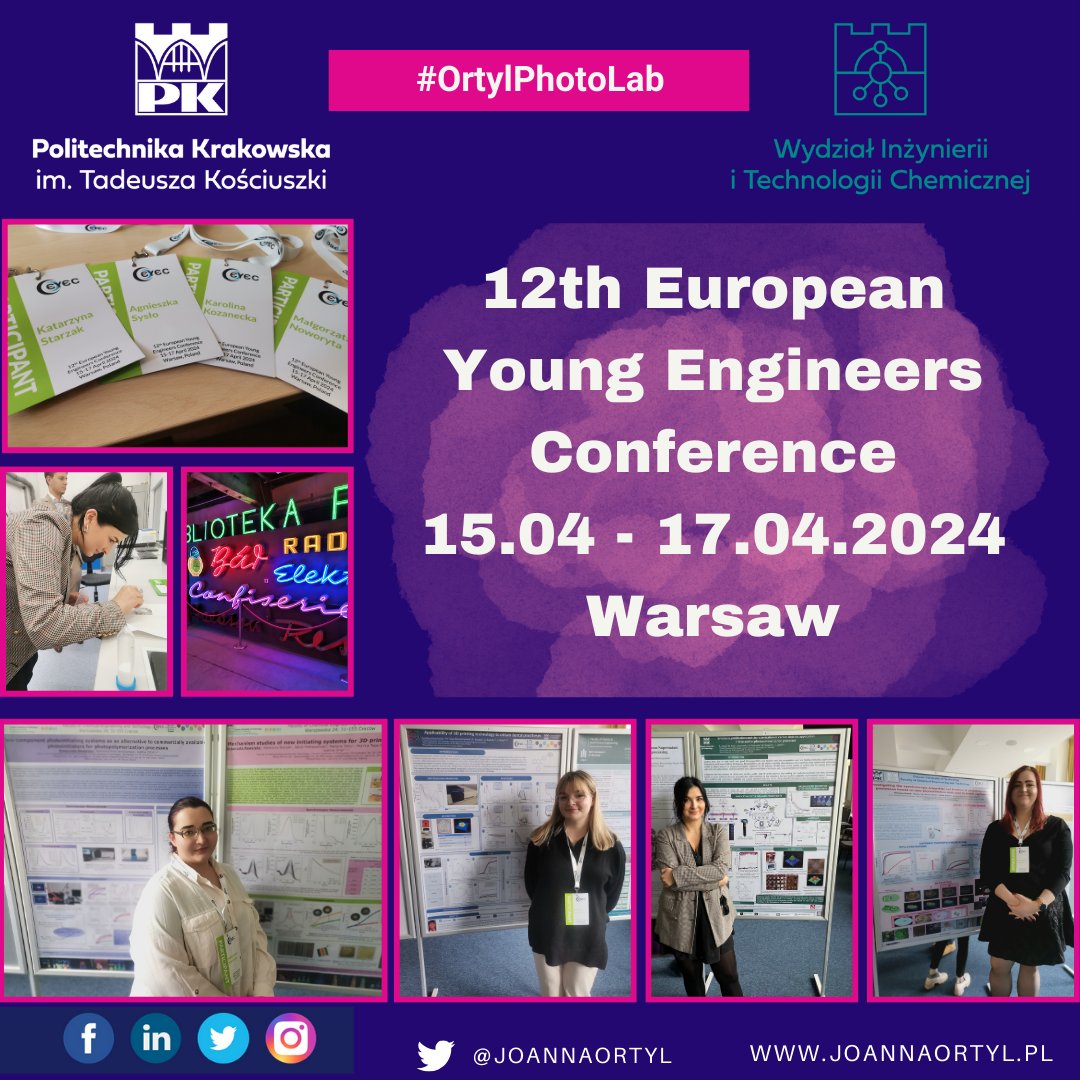 🎉🤩This week four of our team members @AgnieszkaSyslo, @KatarzynaStarz5, @gosianoworyta and @karolinakozanecka took a part in the 12th European Young Engineers Conference at the @PW_edu #opus @NCN_PL #lider @NCBR_pl