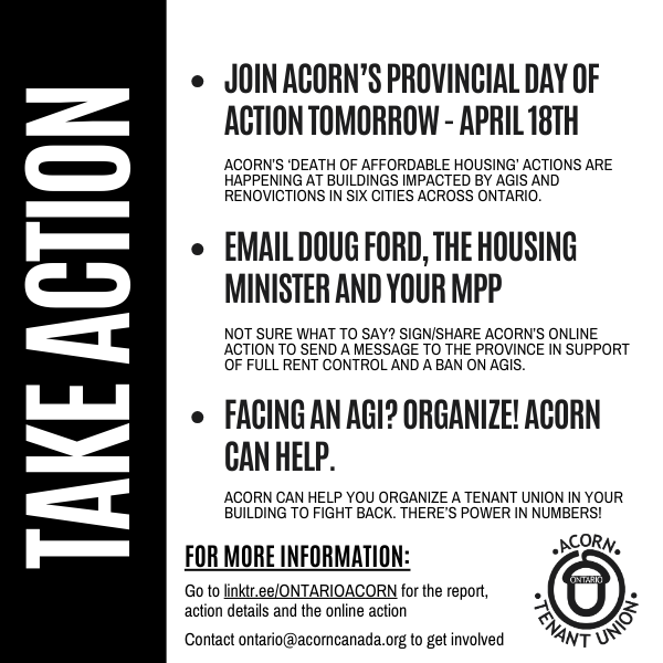 Today ACORN released a new report on AGIs - a popular #RentControl loophole used by corporate landlords to dramatically increase rents. How u can take action: 1- TMW join an action happening in 6 cities 2- Sign/share the online action 3- Join the tenant union Links in bio!