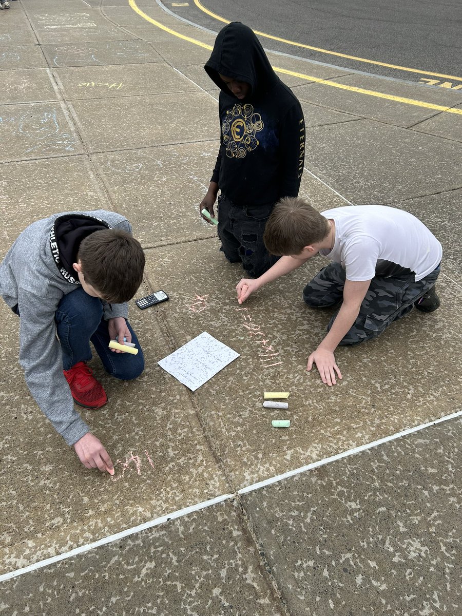 SrmMath's tweet photo. Chalk the walk. Keep it balanced (multi step equations) even though it started to rain on our parade. ☔️ #ilovemath #keepbalance #nevergonnagiveup #rainraingoaway https://t.co/tiek8Z3BAJ