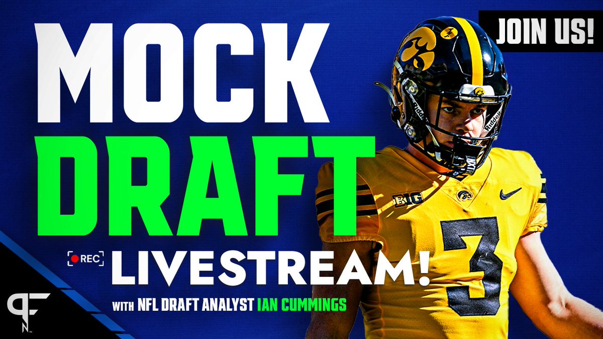 Join @DallasDRobinson and NFL Draft analyst @IC_Draft for a LIVE mock draft using our Mock Draft Simulator❗️ Tune in: bit.ly/3vZLuBt #NFLDraft | #PFNMDS