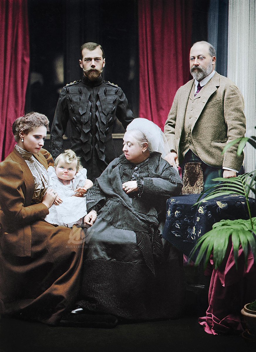 It’s completely normal for monarchs to be of foreign descent. Russian Tsar Nicholas II was of German and Danish descent. He was also related to British monarchy. Here he is with Queen Victoria, Tsarina Alexandra and her baby daughter Grand Duchess Olga