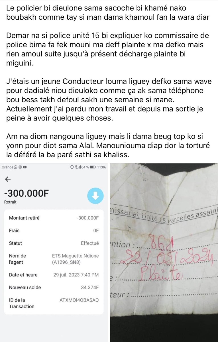 bangs_papa's tweet image. Tu vois ces genres de publications et t’as le cœur en miettes …
Finalement c’est quoi le rôle d’un policier.
Seiggguatteee ak passoir diotnaa nakk!

#freesenegal