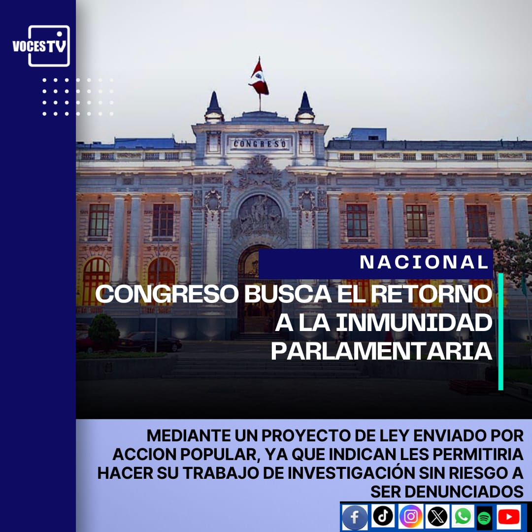 📌 Congresistas buscan Inmunidad ¿Estas de acuerdo con este proyecto de ley?
Déjanos tu comentario ⬇️

Para mas contenido informativo síguenos en todas nuestras redes sociales y canal de WhatsApp como VocesTv un espacio para todos. 

#CongresoDeLaRepublica #PeruNoticias  #Peru