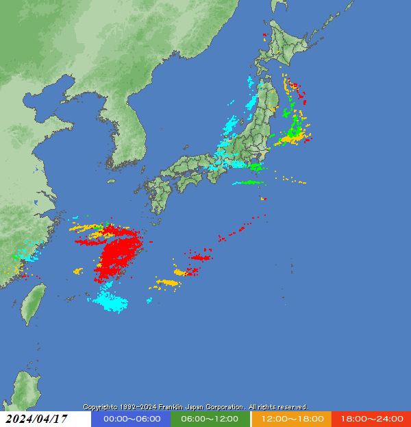 昨日の落雷状況 franklinjapan.jp/raiburari/ligh…