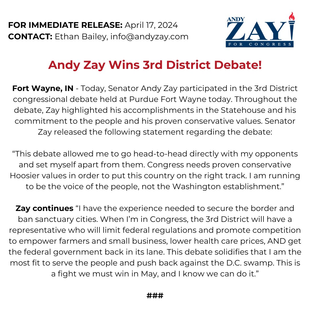 I am running to be the voice of the people, not the Washington establishment. In Congress, I will fight to secure the border, lower taxes, and keep our communities safe. #VoteZayinMay