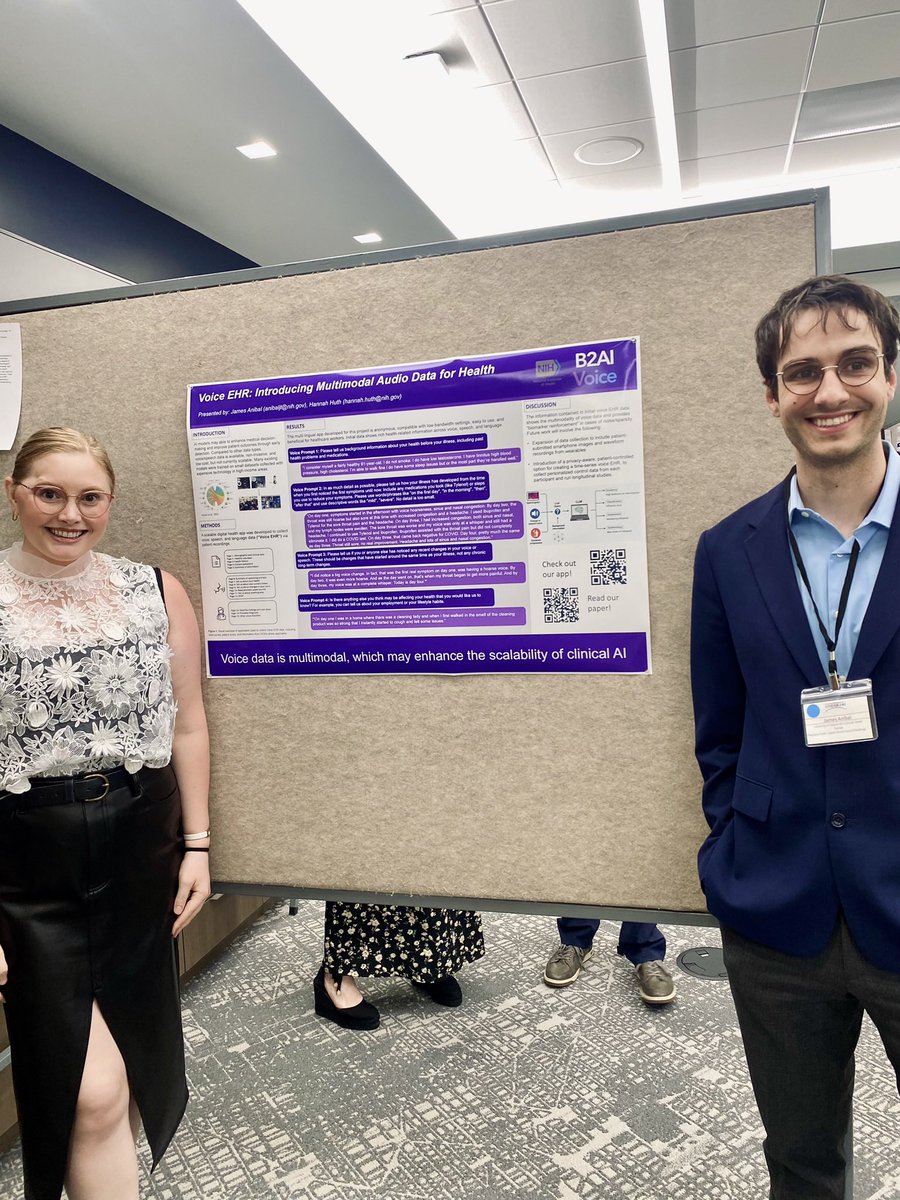 futuredrhuth's tweet photo. So much fun getting to share our #HEARAI #VoiceEHR work at the
#Bridge2AI All Hands Summit &amp; Open House today! Such an incredible group of innovators https://t.co/VVQ67rcnty