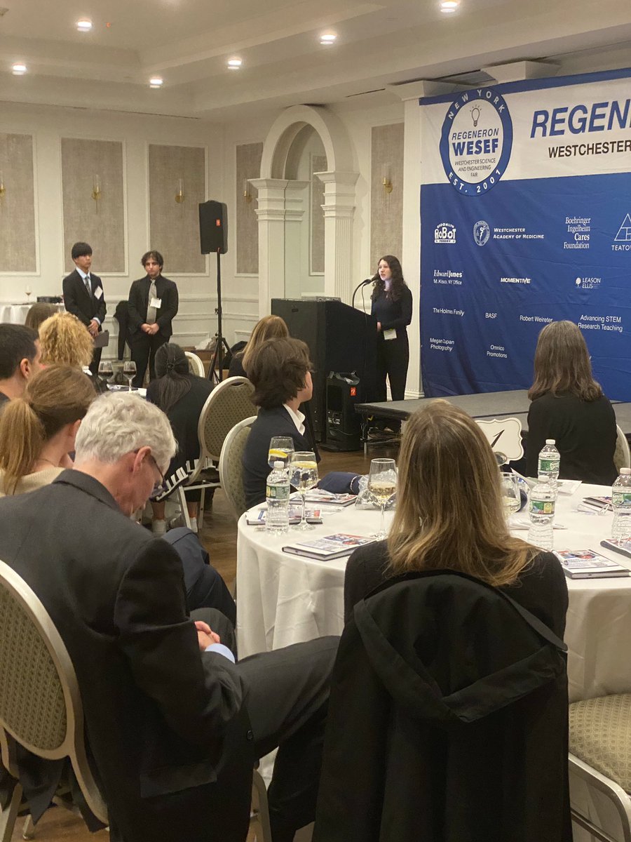 Fabulous night celebrating the 20 Regeneron WESEF finalists who will travel to LA for the Regeneron ISEF. This includes our two Ossining HS seniors - Jack Bergmann & Elena Prisament! Congratulations and Goid Luck in California! #OPride