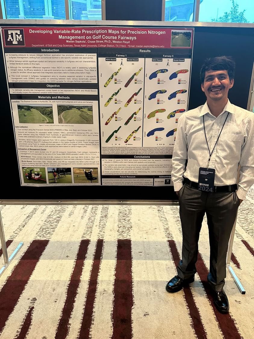 Had the opportunity to share preliminary findings from my PhD research at the AI in Agriculture Conference at Texas A&M! Connecting with professionals and exploring tech innovations was inspiring. The future of AI in agriculture is promising ! #AI #Agriculture #Research'