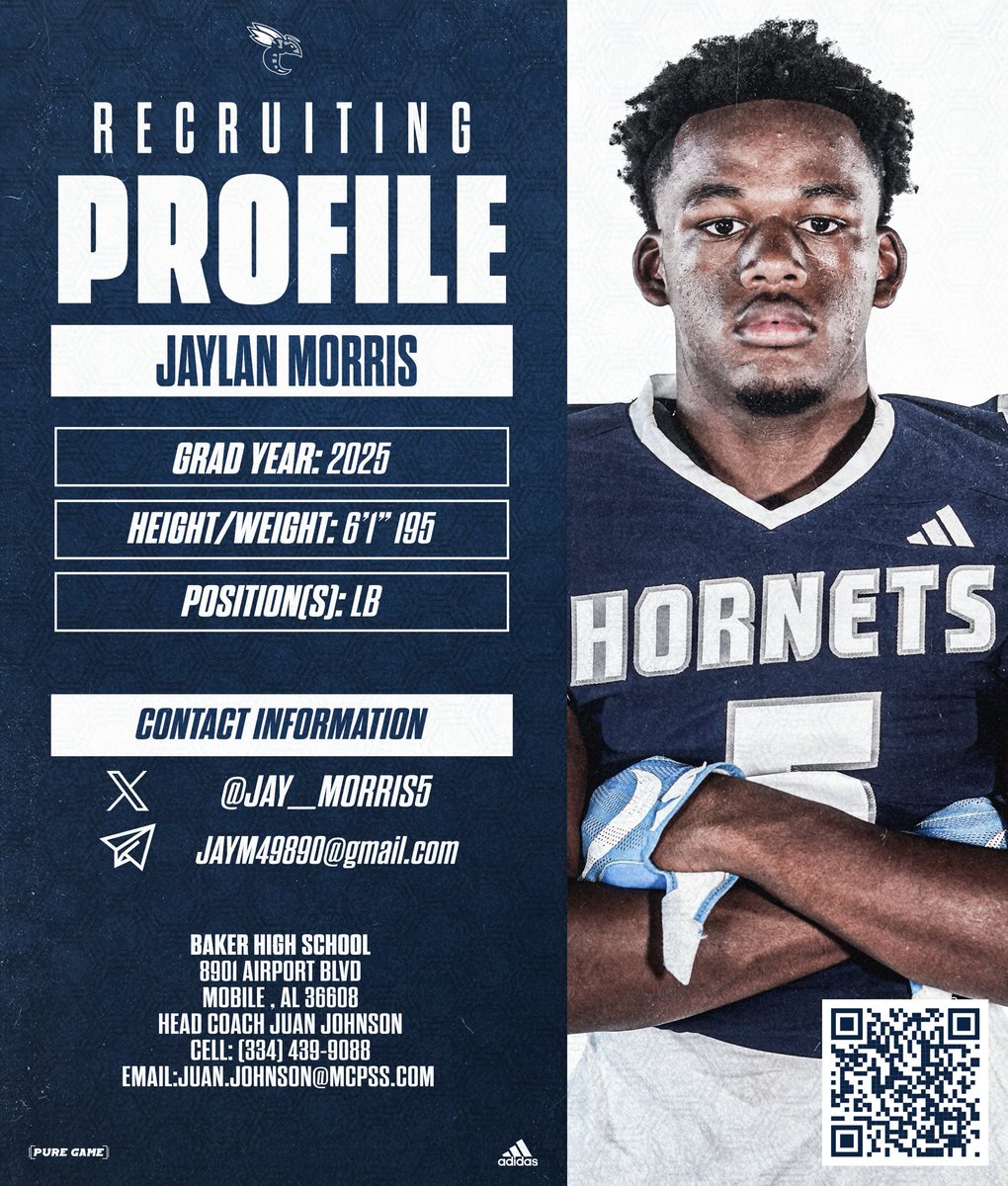 BakerHSFootball's tweet photo. 2025s Recruiting Spotlight
Come Here , Go Anywhere 
Jaylan Morris • LB | @jay_morris5 

12 Days until Spring Football starts! Coaches come check us out 8901 Airport Blvd #BakerMade #SWARM https://t.co/ZdR7luvLNe