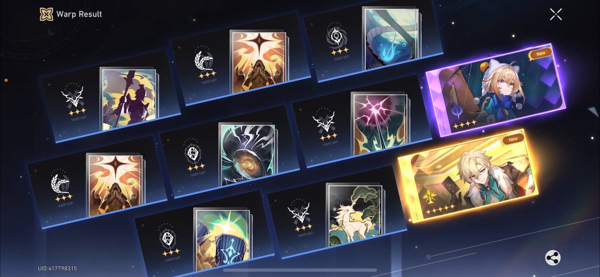 timelysunguang's tweet photo. How my aventurine pulls went! Got Aventurine my 1st 10 pull! (I was guaranteed) and I got the light cone at 80 pity 😵‍💫 

Going for E1 S1 #Aventurine #hsrpulls https://t.co/ACH0QAppAj