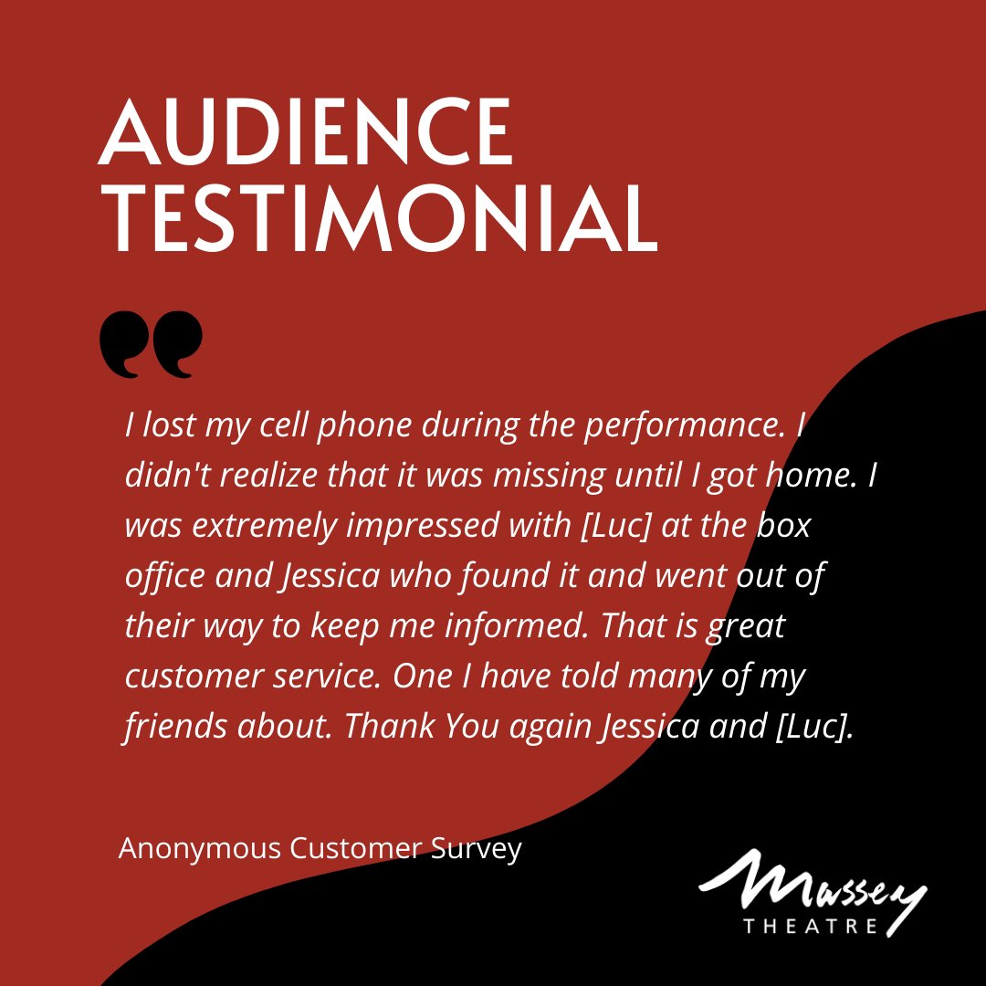 We strive to provide a great experience to our patrons and it doesn't stop as soon as you walk out the door. Thank you for this wonderful shout-out to our team! #testimonial #yvrtheatre #newwest