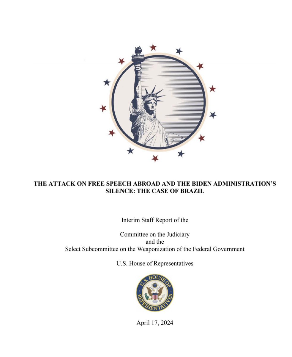 realmacosta's tweet image. 🚨BOMBA! Comitê de assuntos judiciários da câmara dos EUA acaba de soltar um documento com todas as decisões ilegais que foram tomadas por Alexandre de Moraes.

O documento destaca a figura de Alexandre de Moraes como uma peça central nas ações de censura e controle da…