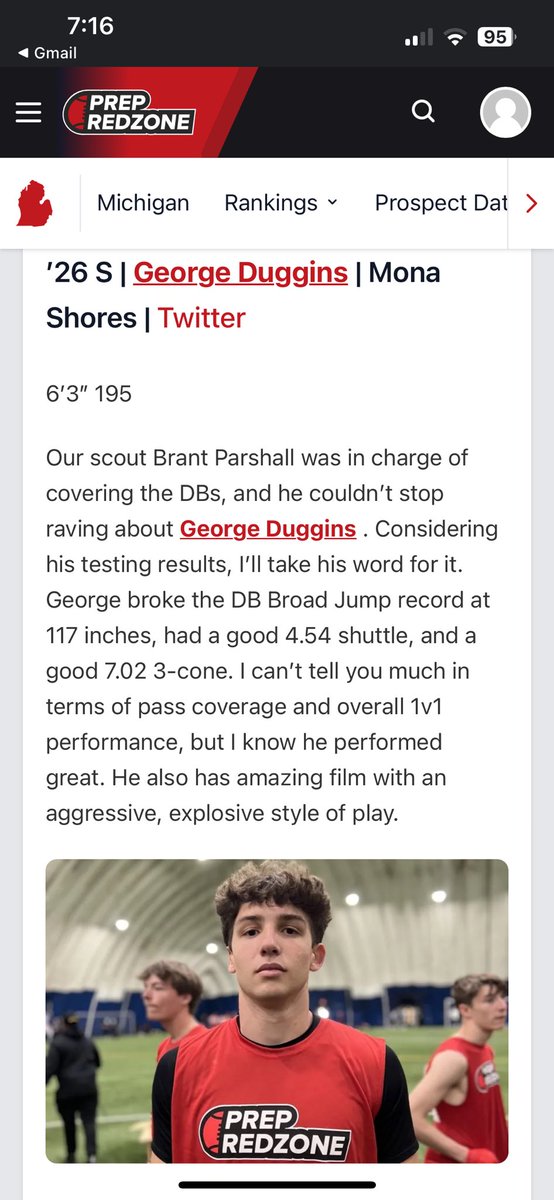Thank you @alex_pallone for the write up and @ParshallBrandt for the evaluation. Hard work pays off and I still have much more to do. #TTS @MSSailorFball @TheD_Zone @Sweatt11 @Showtime_CoachP @whyigrind @PlayBookAthlete @METNational @ncsa @PrepRedzoneMI