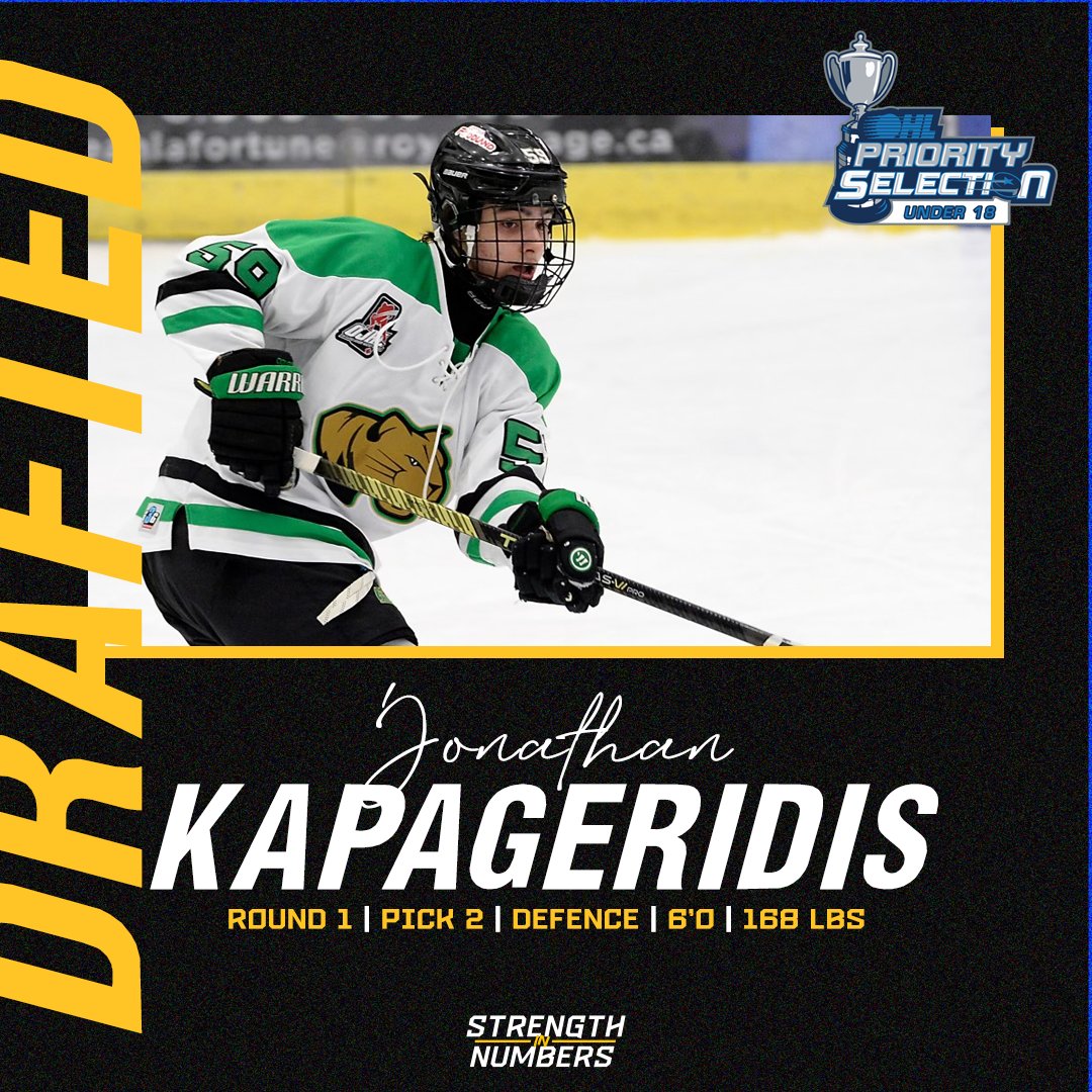 With the 2nd pick in the 2024 #OHLU18Draft, the Sarnia Sting Select Jonathan Kapageridis! Welcome to StingNation! #StrengthInNumbers